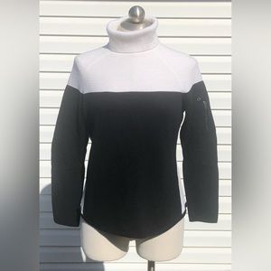 Talbots Black & White Turtleneck Sweater - Size Medium Petite